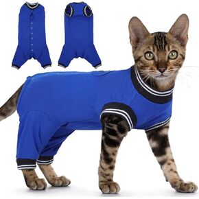 PUMYPOREITY Cat Recovery Suit for Hind Legs, Cat Surgical Spay Suit with Leg Sleeves to Stop Licking, Long Rear Sleeve Wound Cover Abdomen Kitten Onesie, Grey, XL
