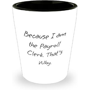 Payroll Clerk Gifts from Men, Because I Am The Payroll Clerk. That's Why. Shot Glass, Christmas Unique Gifts for Payroll Clerk