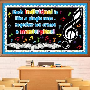 Music Notes Bulletin Board Decorations Set, Music Themed Classroom Decoration Colorful Musical Notes Piano Cutouts Back to School Library Home Window Wall Door Party Decor for Teacher