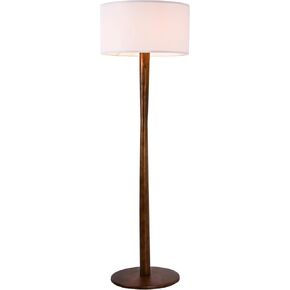 62" Tall Rustic Wood Floor Lamp for Living Room, Farmhouse Floor Lamps with Linen Shade for Reading, UL Listed Stand Lamps with Wood Base for Bedroom, Corner, Office, White
