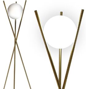 Solstice Modern Frosted Glass Globe Floor Lamp (165cm) Contemporary LED Dimmable Lighting for Bedroom, Living Room, Hotel & Home Office (Black)