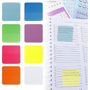 320 Sheets Clear Transparent Sticky Notes, Colorful Waterproof Notepad, Translucent Adhesive Memo Pads for Annotating Books, School & Office Supplies