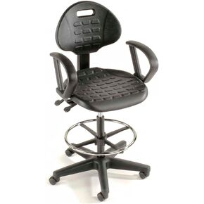 GLOBAL INDUSTRIAL 5-Way Adjustable Ergonomic Stool with Loop Armrests Black