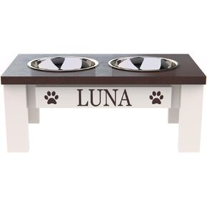 Luxury Pet Feeder - Elevated Stand with Stainless Steel Bowls for Small Dogs & Cats, Anti-Slip, Easy Clean, Chic & Durable Design (Small, Grey)