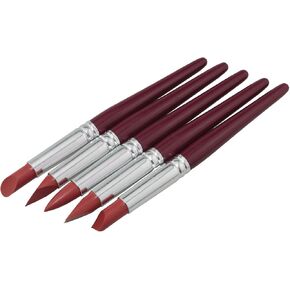 5PCS Rubber Pen Soft Clay Sculpting Pen Red Large Size Silicone Pen Ceramic Fingermark Remover Tool Silicone Brush Clay Sculpting Tool for Colored Pencils Oil Painting Masking Fluid
