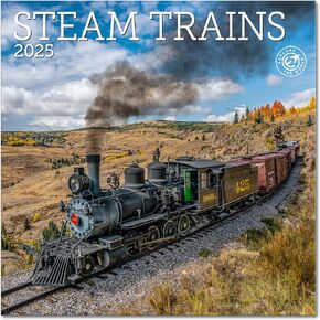 Steam Trains Mini Wall Calendar 2025, 7" x 7"
