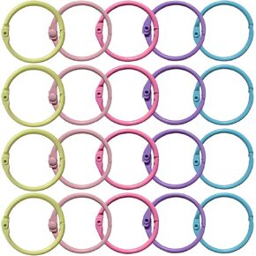 100 Pcs Book Binder Rings, 1.2 Inch Loose Leaf Rings Metal Rings in 5 Colors, Easy Open Book Rings with 0.08 Inch Thickness for Scrapbook Photo Album Cards, DIY Crafts Organization