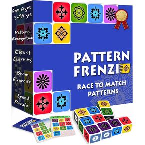 Pattern Matching Board Game for Children & Adults, Family Party Board Games, Block Puzzle Games for Kids Ages 3+, Play Solo or Multiple Players, Pattern Recognition, Perfect Christmas & Birthday Gift
