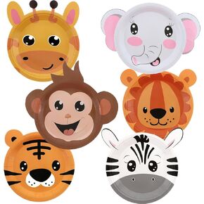 Safari Jungle Wild Animal Party Supplies 60pcs قابلة للتصرف في حديقة حيوانات حديقة حيوانات على شكل حيوانات لحفل عيد الميلاد ، ودش الطفل ، و Safari ، زخارف حفلة ،