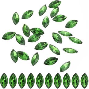 PATIKIL Marquise Gems, 25 Pcs 18x9mm Glass Rhinestones Flat Back Navette Horse Eye Crystal Gems for Jewelry Making DIY Craft, AB White