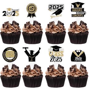48PCS 2025 Graduation Cupcake Toppers Class of 2025 Cupcake Picks You Did It 2025 Graduation Theme Party Cake Decorations Supplies