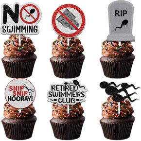 18pcs Glitter Little Tadpole Scissors Dessert Cupcake Topper Pick for Vasectomy Clipped But Still Equipped Theme Decorations Men Boys Get Well Soon Party Decor Supplies