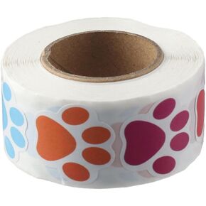 500 Pieces of Dog Stickers, Puppy Paw Print Stickers, Colored/Black Self-Adhesive Label Animal Stickers, Paw Print Classroom Children's Envelope Sealing Stickers(Colorful)