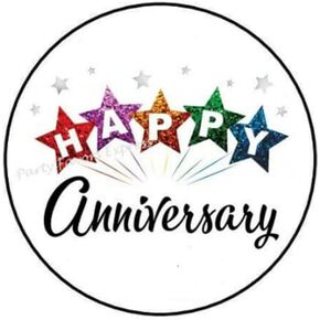 30 Pcs 1.5" Round Multicolor Letter Print Anniversary Stickers - Perfect for Scrapbook, Indoor Use