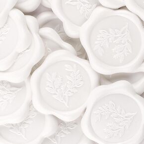 CYFUN DESIGN Wax Seal Stickers - 100 Pcs White Eucalyptus Self-Adhesive Premium Envelope Seals Sticker for Wedding Invitation, Christmas, Gift Wrapping, Bridal Shower, Fall Party Decor & Scrapbooking