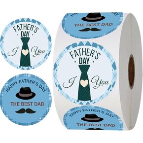 500 Pcs Happy Father's Day Label Stickers 2 inch Father's Day Gift Tag Stickers for Gift Boxed Envelope Seals
