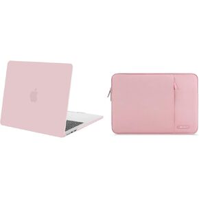 MOSISO Compatible with MacBook Air 13.6 inch Case 2022 Release A2681 M2 Chip, Plastic Hard Shell Case Cover&Vertical Sleeve Bag with Pocket, Baby Pink