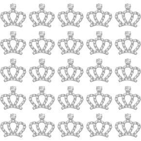 20 Pieces Rhinestone Crown Embellishments, Mini Charms for Jewelry Making, Flatback Crystal Charm for DIY Crafts Keychain Earrings Present Decoration