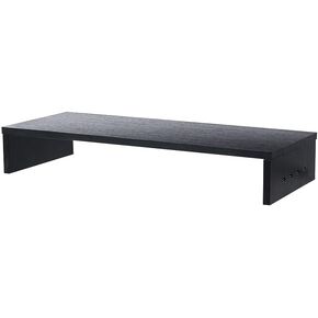 The Lakeside Collection Monitor Stand Wooden Riser 4 USB 2.0 Charging Ports Black Or White - Black