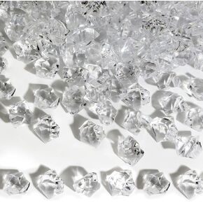 Fake Ice, 250 PCS Fake Ice Cubes Clear Fake Ice Acrylic Ices Rocks Reusable Ices Gems Plastic Diamonds Rocks Vase Fillers for Wedding Party Centerpieces DIY Crafts Table aScatter Props Display
