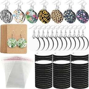 Riceshoot 800 Pcs Sublimation Earring Blanks Bulk with Hooks, Jump Rings, Plugs, Cards Holder and Transparent Packaging Bags Unfinished MDF Earring for DIY Making