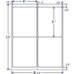 DL4-5-100G, White Mail"G Label 4'' X 5'' Shipping for All Laser & Inkjet Printers, (100 Sheets), 400 Labels per Carton