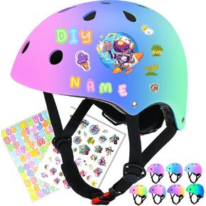 Color Gradient Adjustable Kids Bike Helmet Toddler Skateboard Helmets Boys Girls Child Ventilation Helmet for Multi-Sports Skating Cycling Scooter Balance