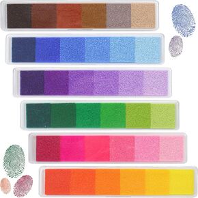 6pcs Craft Ink Pad, 36 Colored Ink Pads Rainbow for Washable Stamp Finger Craft DIY Stamps Finger-Print Drawing Small Rubber Stamp, 36 Colors Total