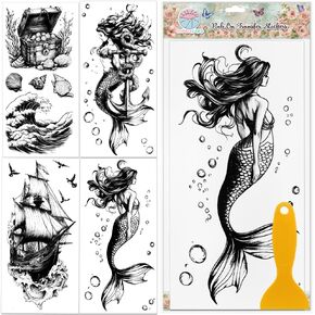 GLOBLELAND 4 Sheets Ocean Lighthouse Furniture Transfer 11.8x5.9inch Landscape Anchor Rub on Transfer Sticker UV Self-Adhesive Wall Art Craft for Bedroom Living Room Desk Table Decoration