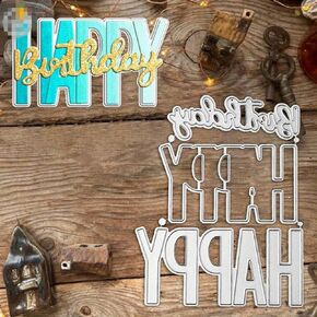 Happy Birthday Letter Metal Die Cuts,Big Words Happy Birthday Frame Background Wedding Cutting Dies Cut Stencils for DIY Photo Decorative Embossing Paper Dies for Scrapbooking Card Making