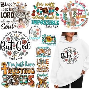 10 Sheets Jesus Iron On Decals Heat Transfer Patches for Clothing T-Shirts Design Washable Vinyl Sticker Christ Ready to Press Decoration Applique