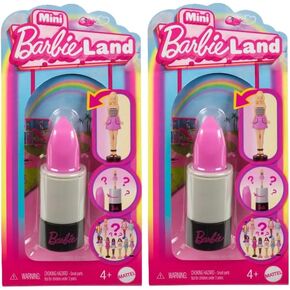 Dolls Barbie Mini Barbieland Fashionistas ، دمى 1.5 بوصة في أنبوب أحمر الشفاه ، كشف المفاجأة (قد تختلف الأنماط) - حزمة 2