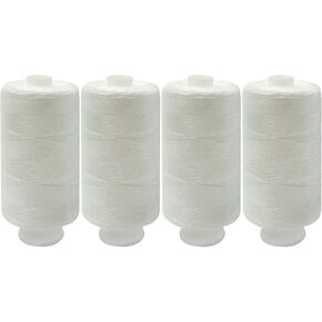 Sewing Thread-4 Spools of Polyester Thread for Sewing Machine for Beginners, Hand Stitching & Quilting-White (White, 250yards)