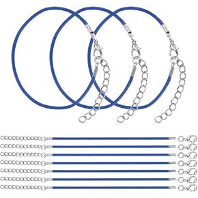 MECCANIXITY 10 PCS Light Blue Bracelet Cord,9" Adjustable Friendship Bracelet 2mm Waxed Polyester Cord with Lobster Clasp Bracelet String for Bracelet Making Jewelry DIY Craft