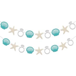 Coastal Bachelorette Decor - Shell and Starfish Ring Garland, Seashells and Wedding Bells Banner, Last Toast On the Coast Banner Coastal Bachelorette Weekend Decor for Girls