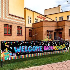 Large Welcome Back to School Banner 120x20 Inch, Back To School Decorations Back To School Yard Signs, First Day of School Banner Decorations