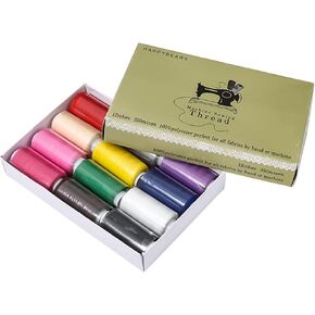 Soothic 12 Colors Sewing Thread Kit, Colorful Polyester 350 Yards Per Spools for Hand Sewing and Machine Sewing, Prewound Bobbins Sewing Threads Kit