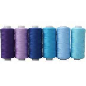 Cotton Thread Set - 6 Colors, 400 Yards Per Spool, Polyester & Cotton, Multi Colored, Hand & Machine Sewing