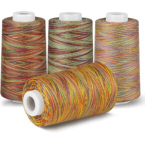 4 Pack of Sewing Threads for Sewing Machine Hand Sewing/DIY Craft,100% Polyester Sewing Thread Suitable for Embroidery Machine, Hand Stitching, Quilting, Serger, 5000Y Each Spool, Multicolor