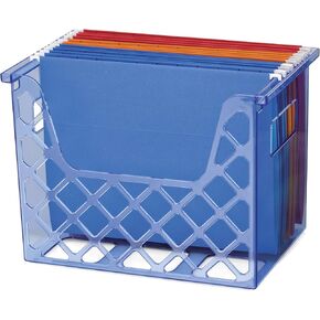 Officemate Blue Glacier Desktop File Organizer, 1 Section, Letter-Size, 8.63" Long, Translucent Blue