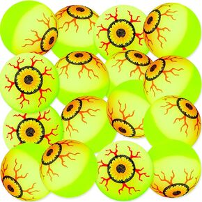 32 Pack 1.2 Inch Glow in the Dark Eyeballs Halloween High Bounce EyeBalls Kids Glow Party Favors for Boys Girls Gift Bag Fillers Halloween Treats Supplies