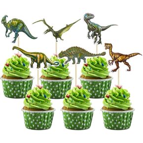 Gyufise 36Pcs Dinosaur Cupcake Toppers Roar Dinosaur Cupcake Picks Decorations for Dino Theme Baby Shower Kids Birthday Party Cake Decorations Supplies