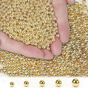 18K 600pcs 2mm Gold Filled Beads for Bracelets Seamless Small Tiny Gold Spacer Beads Non Tarnish for Jewelry Making Necklaces Earring Pendant Smooth Spacer Beads for DIY Craft Making