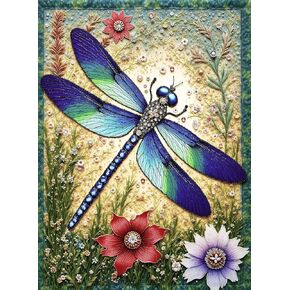 GOUOYANA Diamond Painting Set for Adults, Vintage Wildflowers and Vase 5D Beginner Diamond Painting Set, DIY Full Diamond Dot Crystal Crafts, Home Wall Decor Gift, Size 11.8x15.7 Inch.