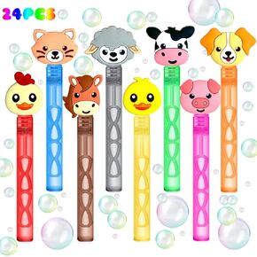 Farm Party Favors,24Pcs Farm Animal Bubble Wands for Kids Birthday Party Supplies,Baby Shower Prizes Pinata Goodie Bag Stuffers Gift
