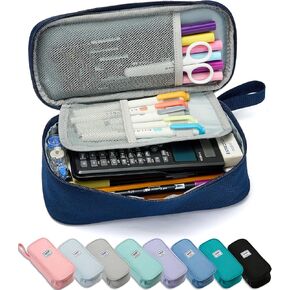 Pencil Case Pouch Box Bag School Supplies Girls Boys Kids, Cute Preppy Stuff Large Big Capacity Aesthetic Pen Organizer, Back to College Stationary, Purple, Stylish Stlye, 1800ml