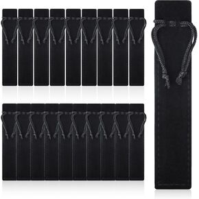 20 Pcs Velvet Pen Pouch with Drawstring Pencil Sleeve Holders Single Pen Bag Case Pens Protective for Adult Gifts Office Business Supplies Black