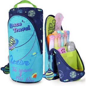 Magnetic Standing Pencil Case for Girls - Back to School Stuff, Strawberry Standing Zipper Pencil Case, Large Capacity Stand up Pen Bag, Stationery Pen Holder, Study Supplies for Students
