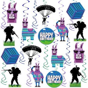 Video Game Hanging Swirls 41Pcs Llama Themed Birthday Party Decoration for Video Game Party Supplies Llama Theme Birthday Decor Favor