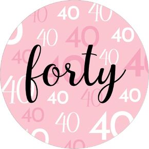 Pink 40th Birthday Stickers – 40 Count, 1.75" Round Labels for Party Favors, Envelopes, and Candy Decorations
